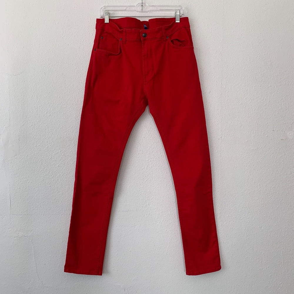 H&M red denim slim fit jeans
